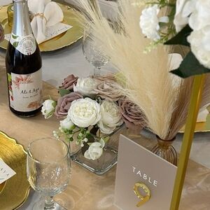 Wedding or party decor quare vases and realistic looking flowers